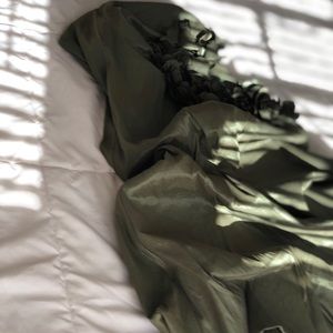 Sage homecoming/prom dress with floral detail